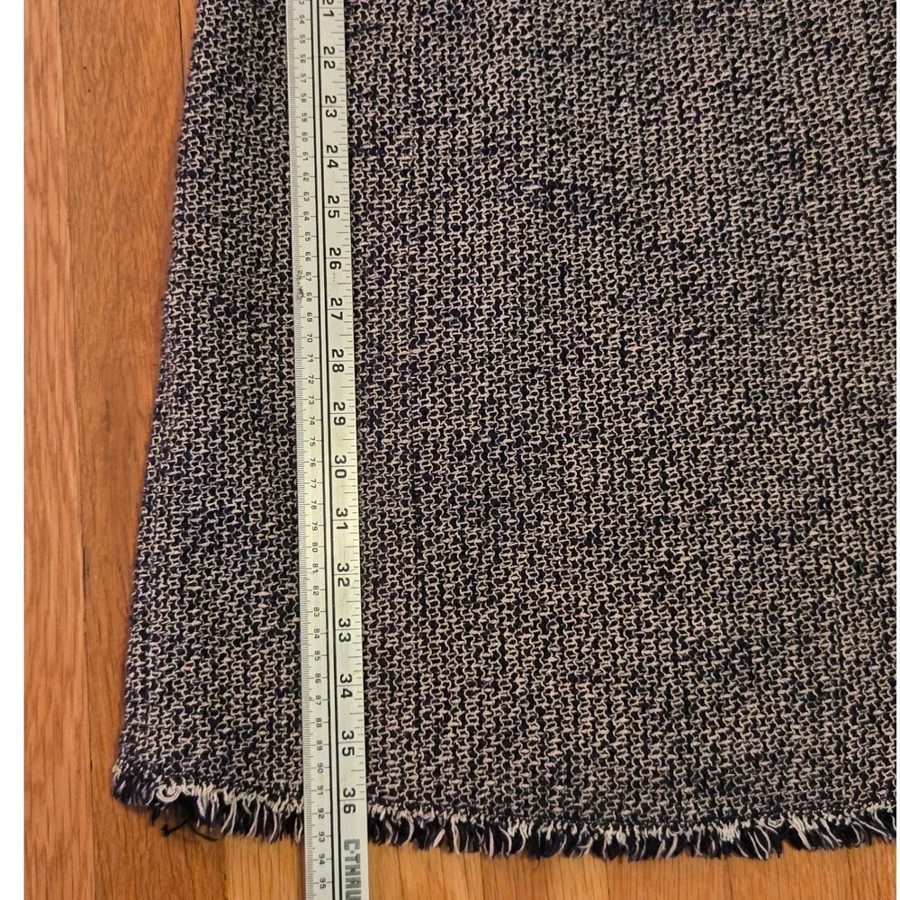 Rebecca Taylor Navy + Cream Confetti Tweed Boucle Fringe Sheath Work Dress Sz 2 - Picture 11 of 13